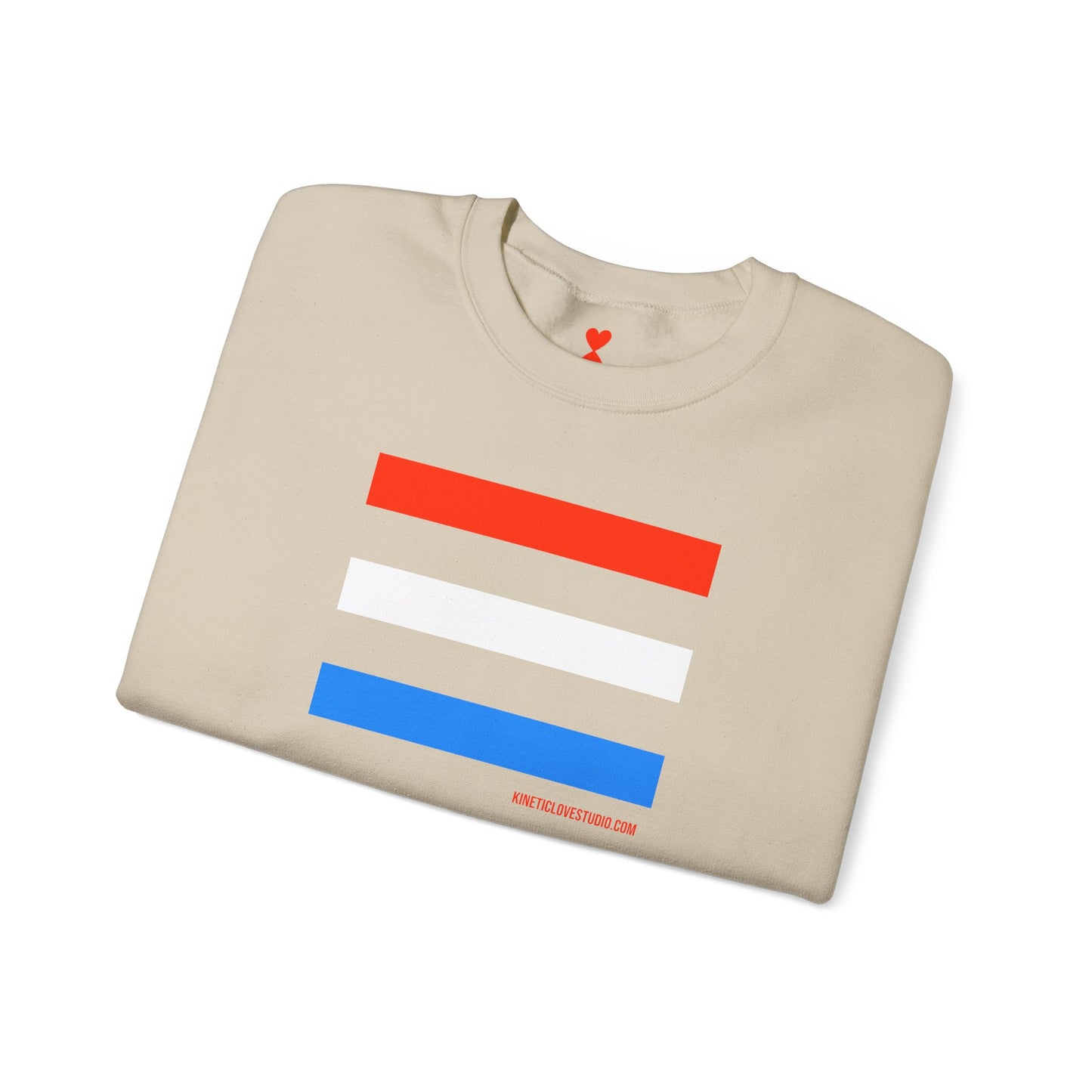 French Chic Tri-Color Stripes Stylish Unisex Sweatshirt - Blue Stripes Red Heart Contemporary Design