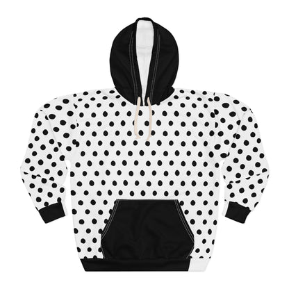 Polka Dots Black & White Designer Unisex Pullover Hoodie