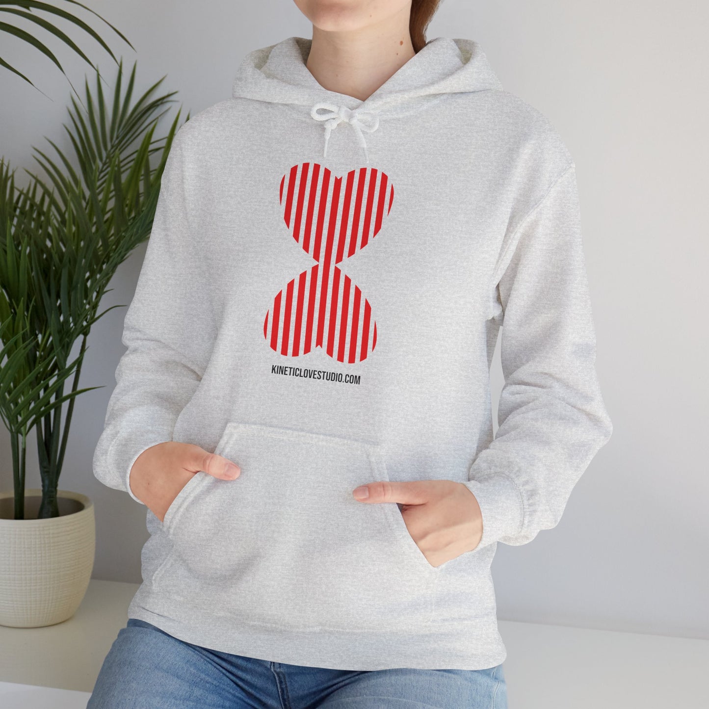 Paris Modern Design Striped Heart Navy Hooded Sweatshirt Hoodie - Modern Red Heart Design