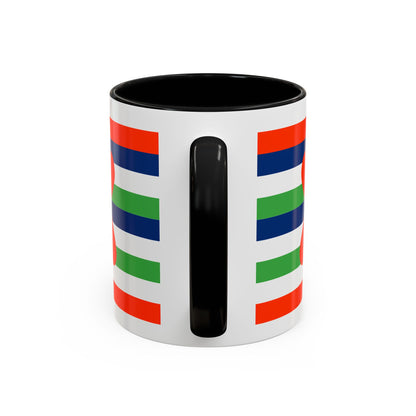 Coffee Mug Green Stripes Hearts Parisian Trendy Style Modern Contemporary Design