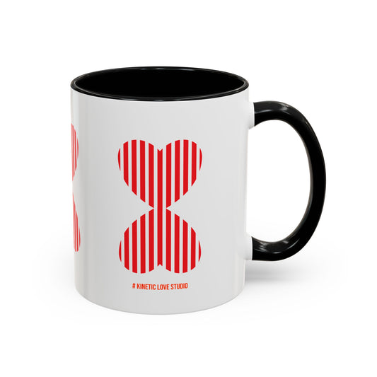 Coffee Mug Red Stripe Hearts Parisian Trendy Style Modern Contemporary Design