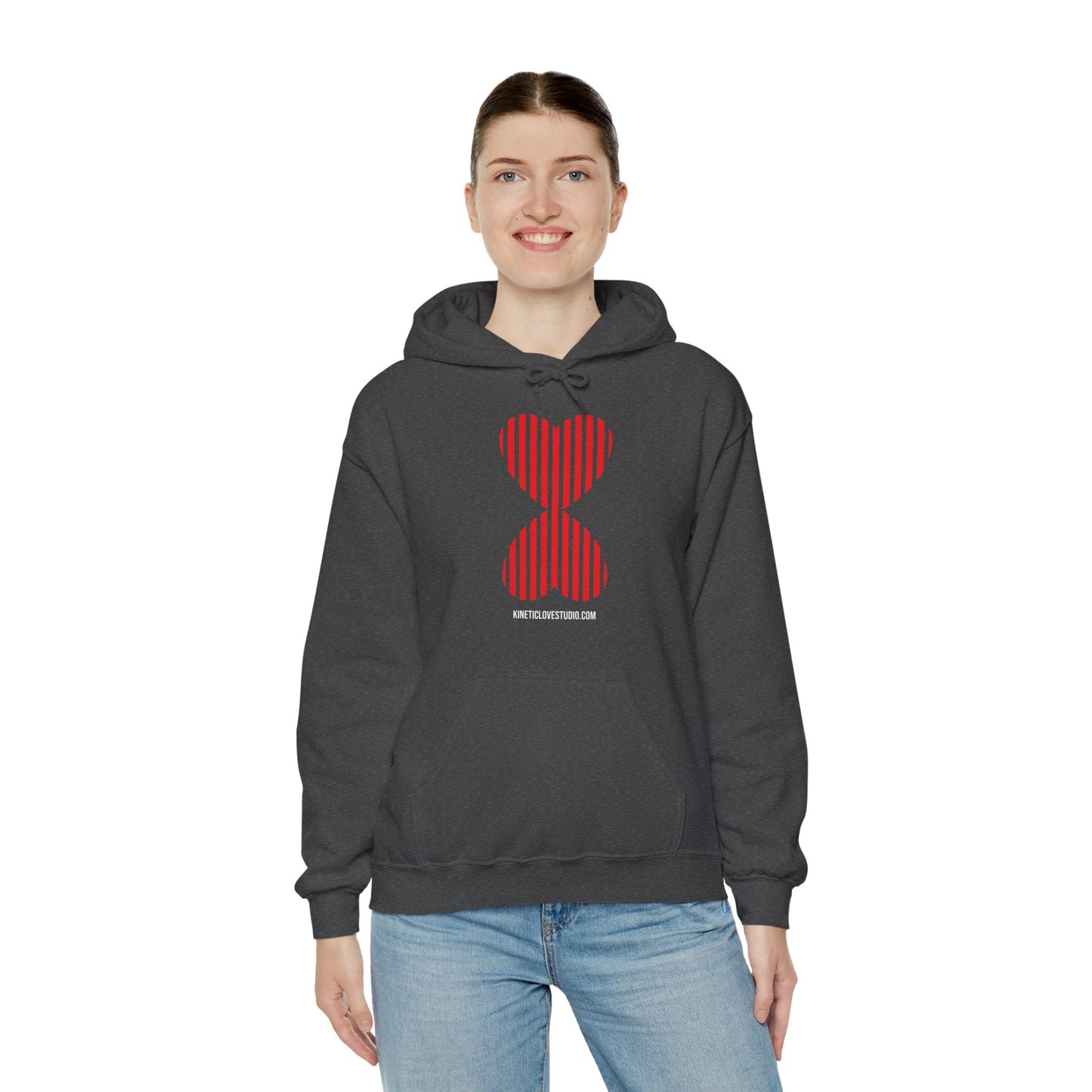 Paris Style Striped Heart Modern Design Khaki Hooded Sweatshirt Hoodie - Modern Red Heart Design