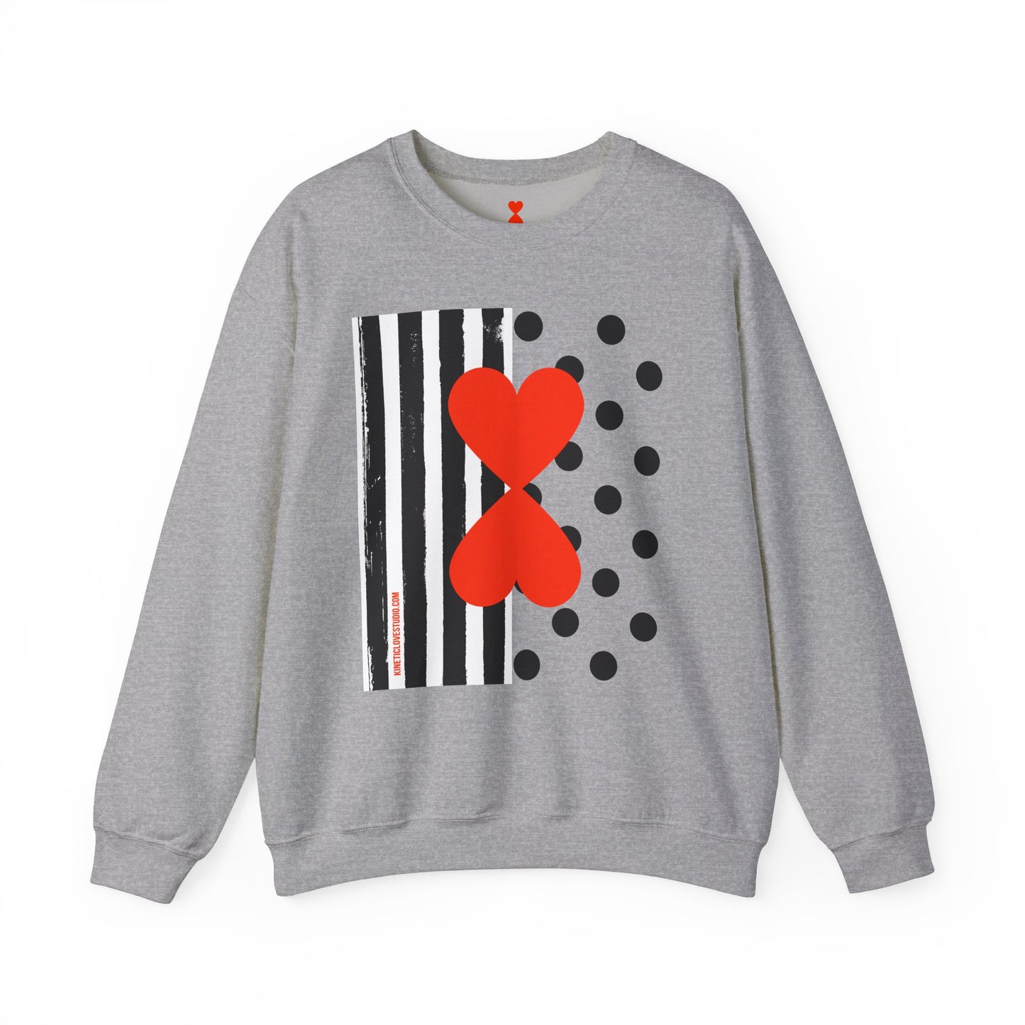 Dots & Stripes Red Heart Modern Design White Sweatshirt