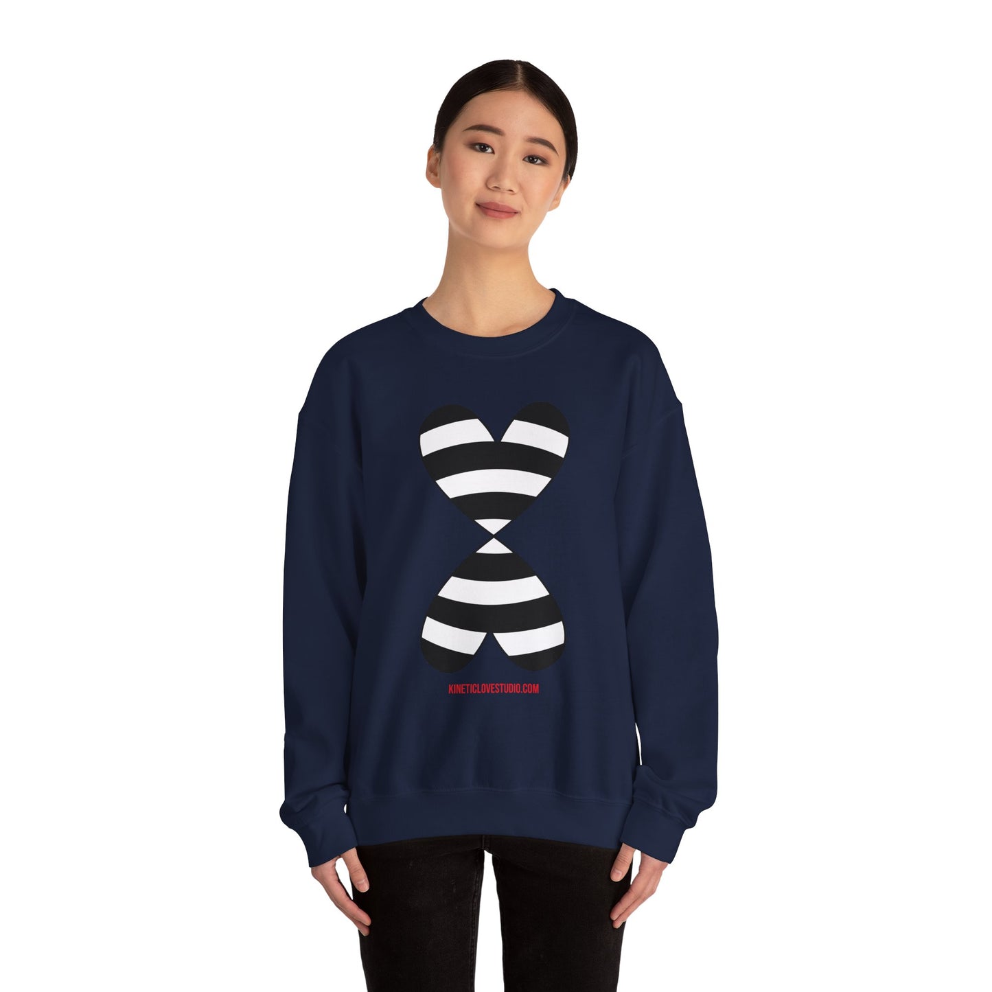 Black & White Striped Double Hearts Music Notes Sweatshirt FW24