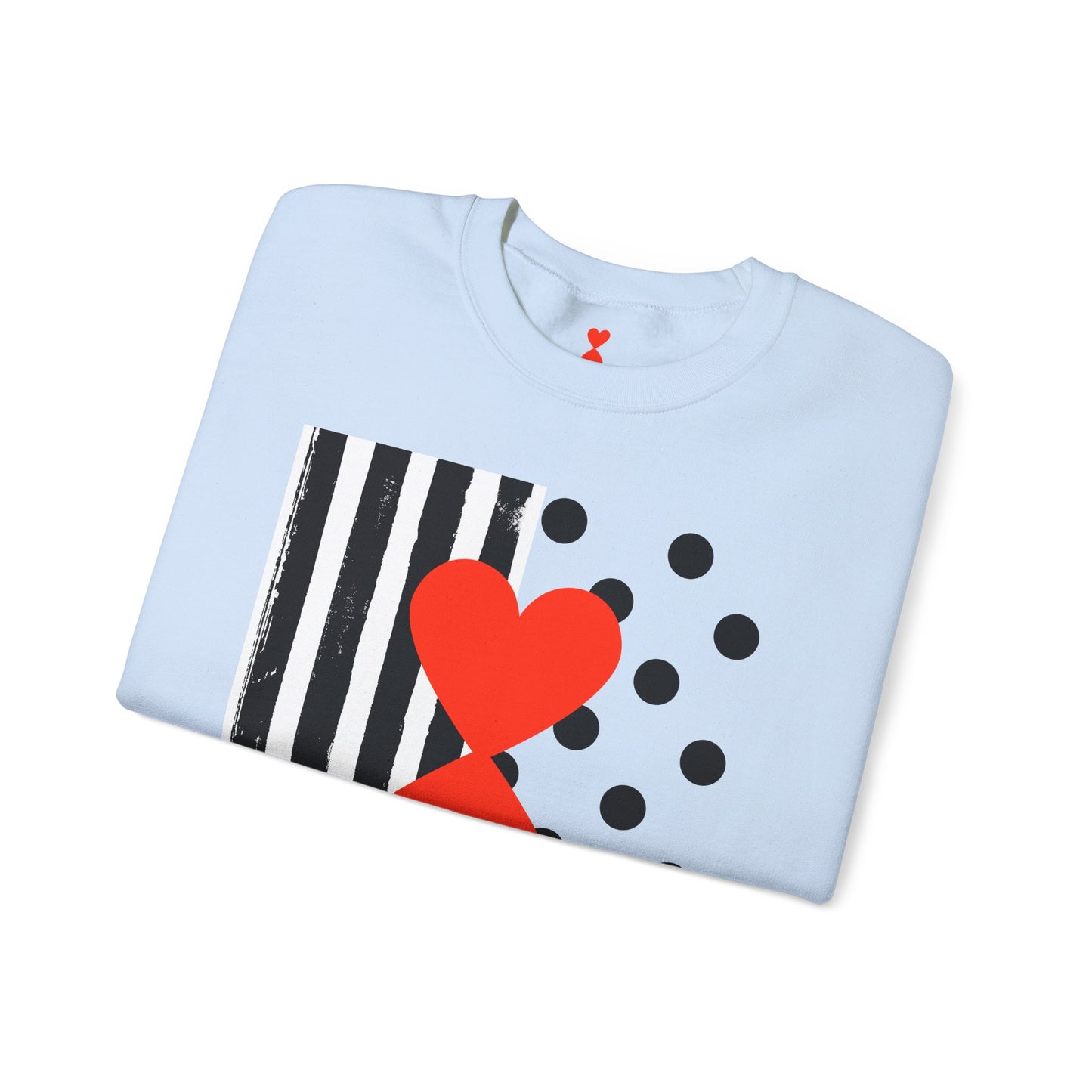 Dots & Stripes Red Heart Modern Design Gray Sweatshirt