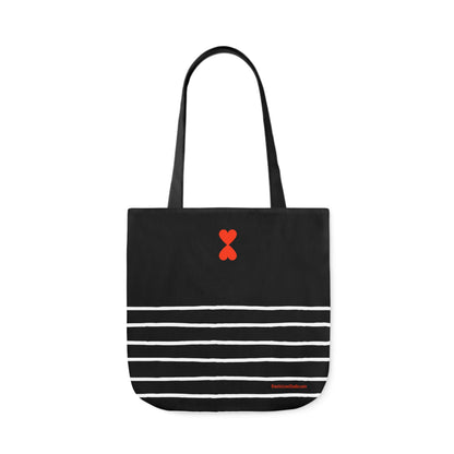 Canvas Tote Bag Black - French Chic Stripes Stylish Trendy Design