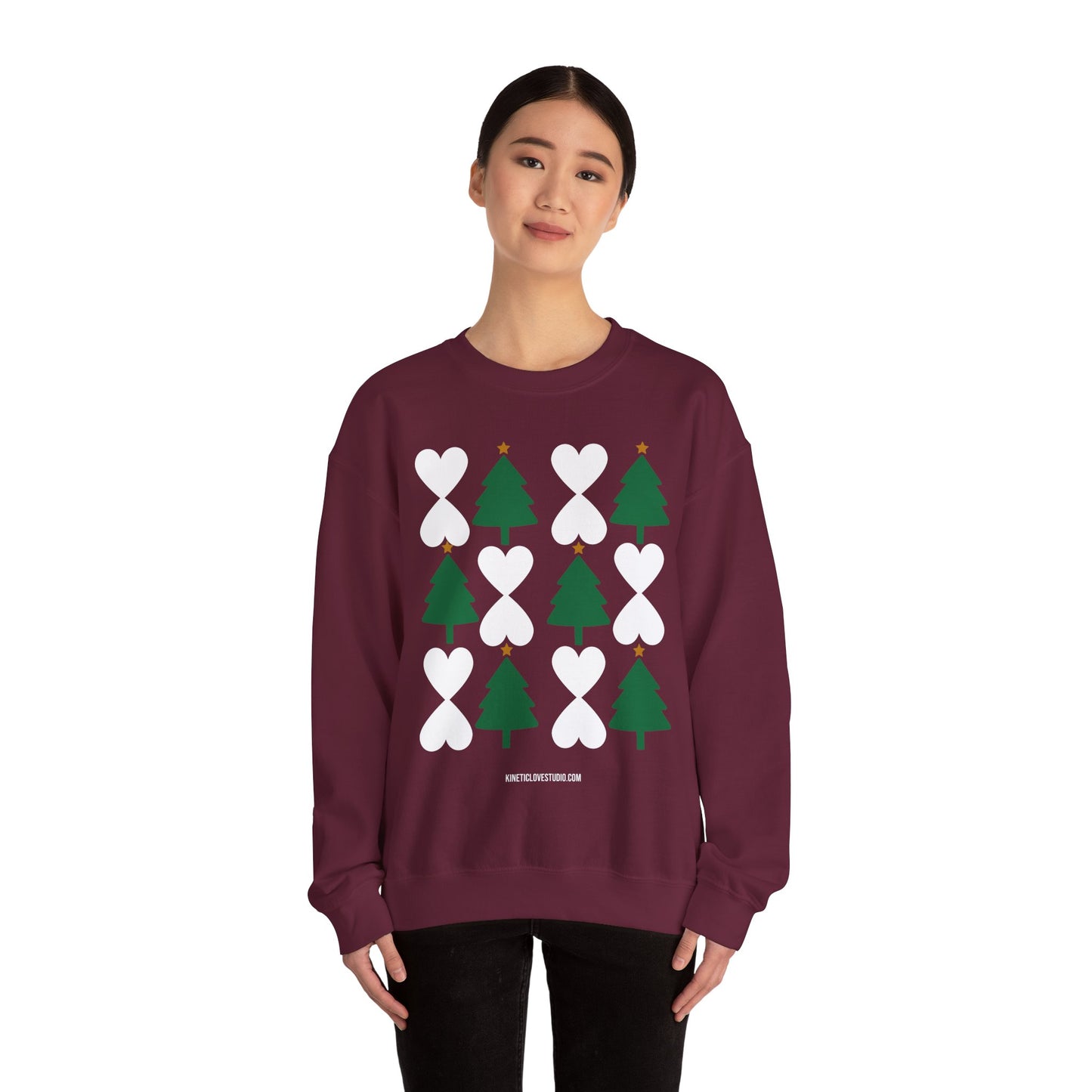 Christmas Trees & Hearts Modern Sweatshirt - Holiday Edition Unisex