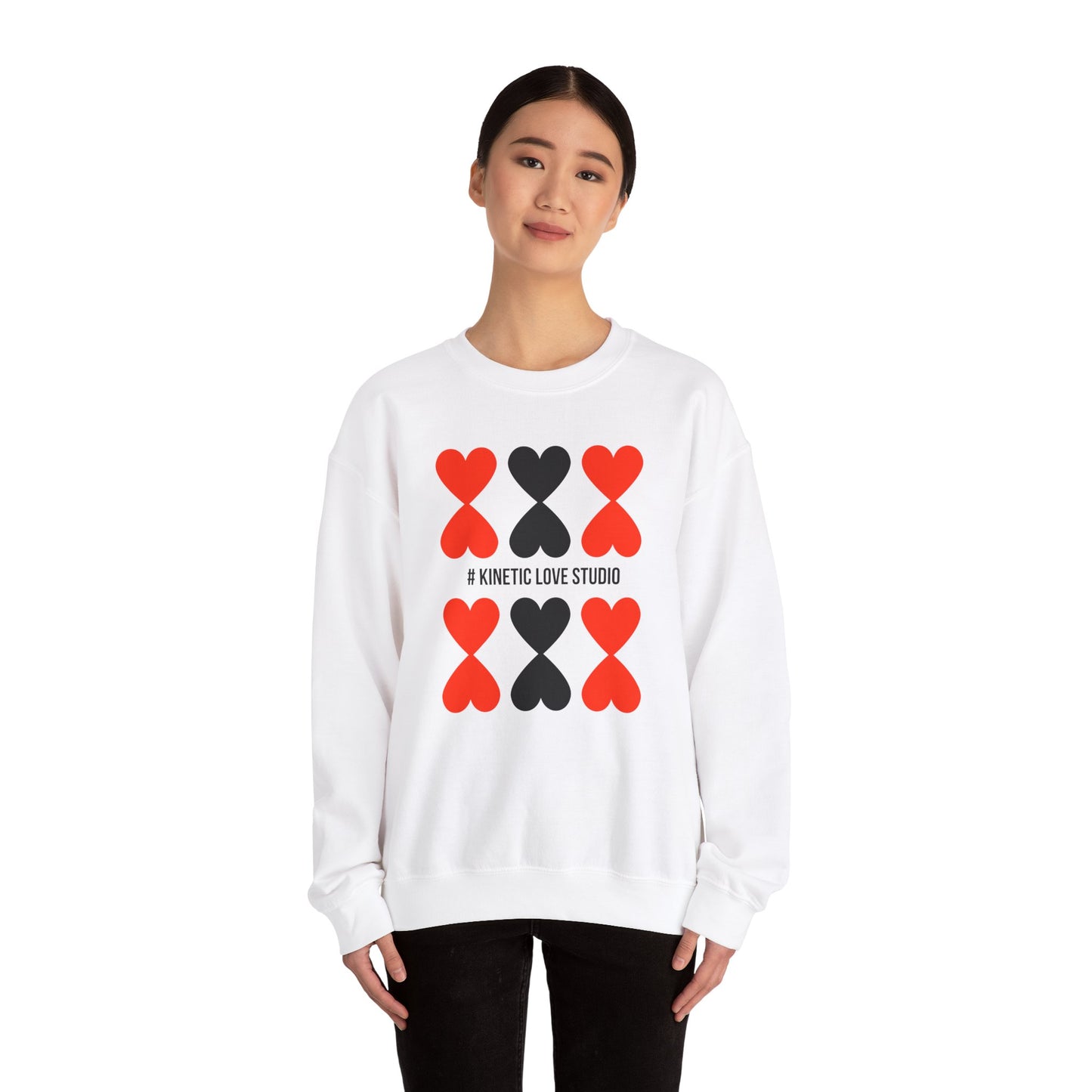 Black and Red Hearts Pink Sweatshirt - Signature Collection by Kinetic Love Studio