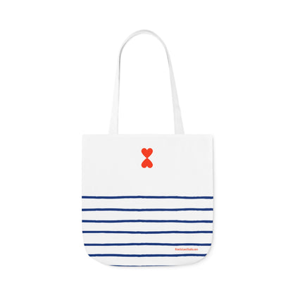 Canvas Tote Bag White Navy Stripes - French Chic Stylish Trendy Design