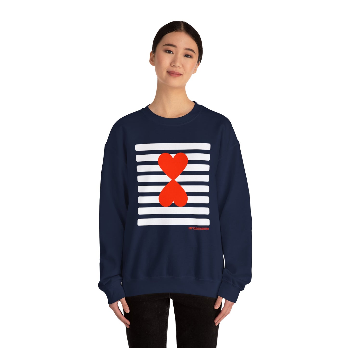 Holiday Edition Modern Couple Sweatshirt - White Stripes Red Hearts