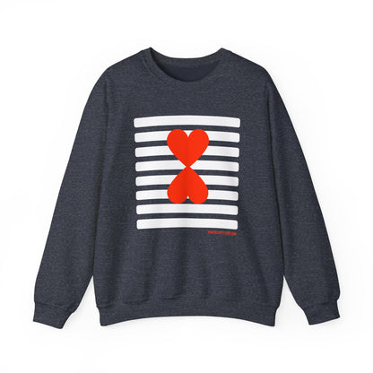 Holiday Edition Modern Couple Sweatshirt - White Stripes Red Hearts