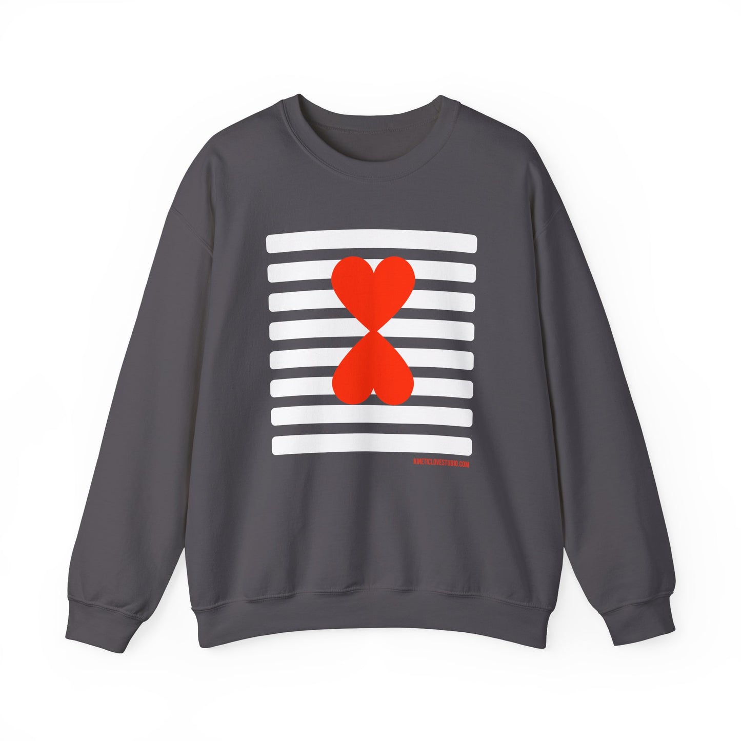 Holiday Edition Modern Couple Sweatshirt - White Stripes Red Hearts