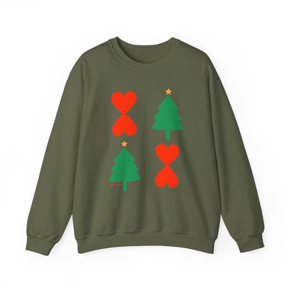 Christmas Trees & Heart Modern Sweatshirt Green Unisex