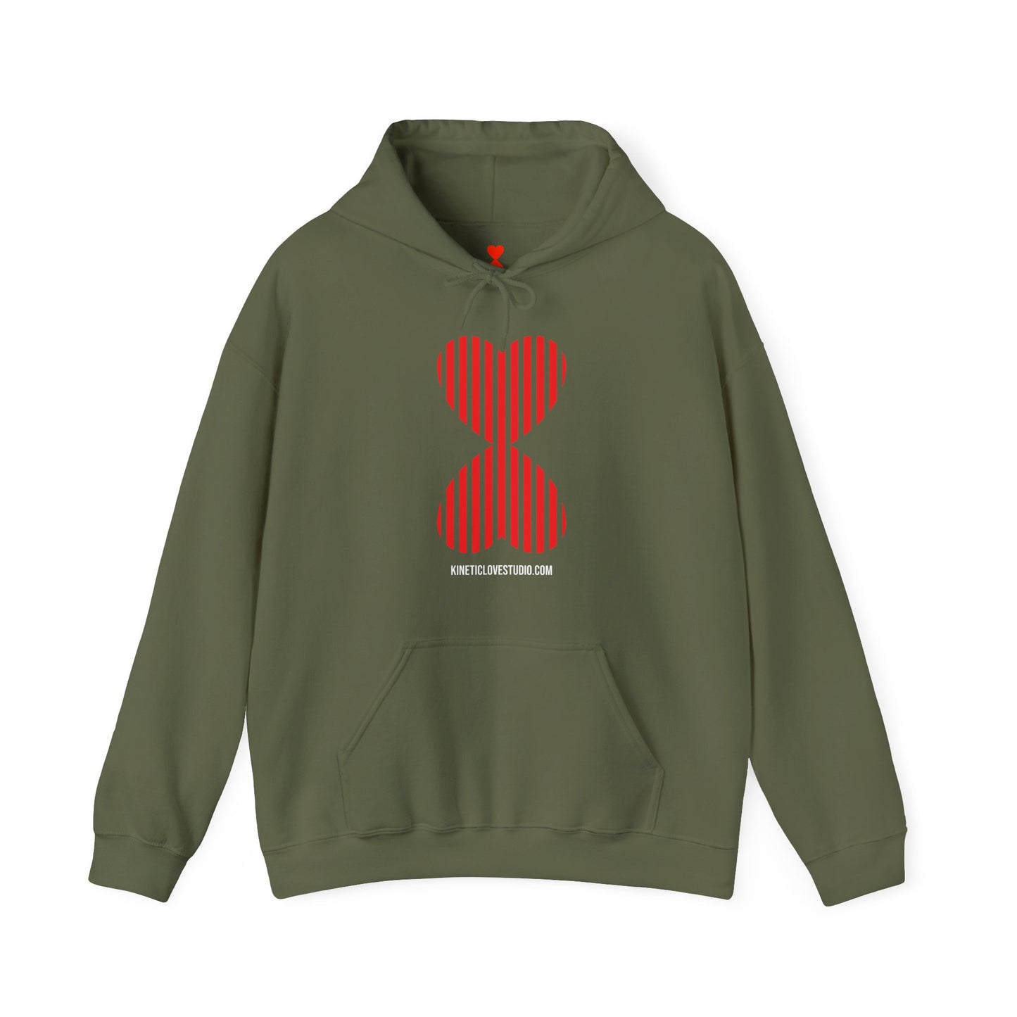 Paris Style Striped Heart Modern Design Khaki Hooded Sweatshirt Hoodie - Modern Red Heart Design