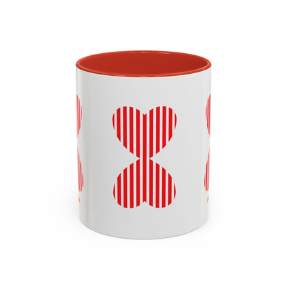 Coffee Mug Red Stripe Hearts Parisian Trendy Style Modern Contemporary Design