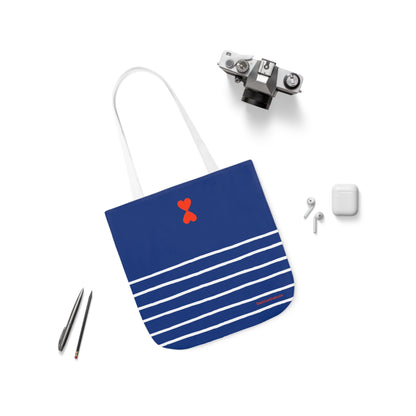 Canvas Tote Bag Navy - French Chic Stripes Stylish Trendy Design