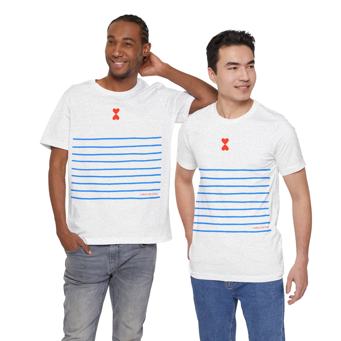 Signature Stripes & Double Heart T-Shirt Trench Chic Unisex Tee Express Delivery available