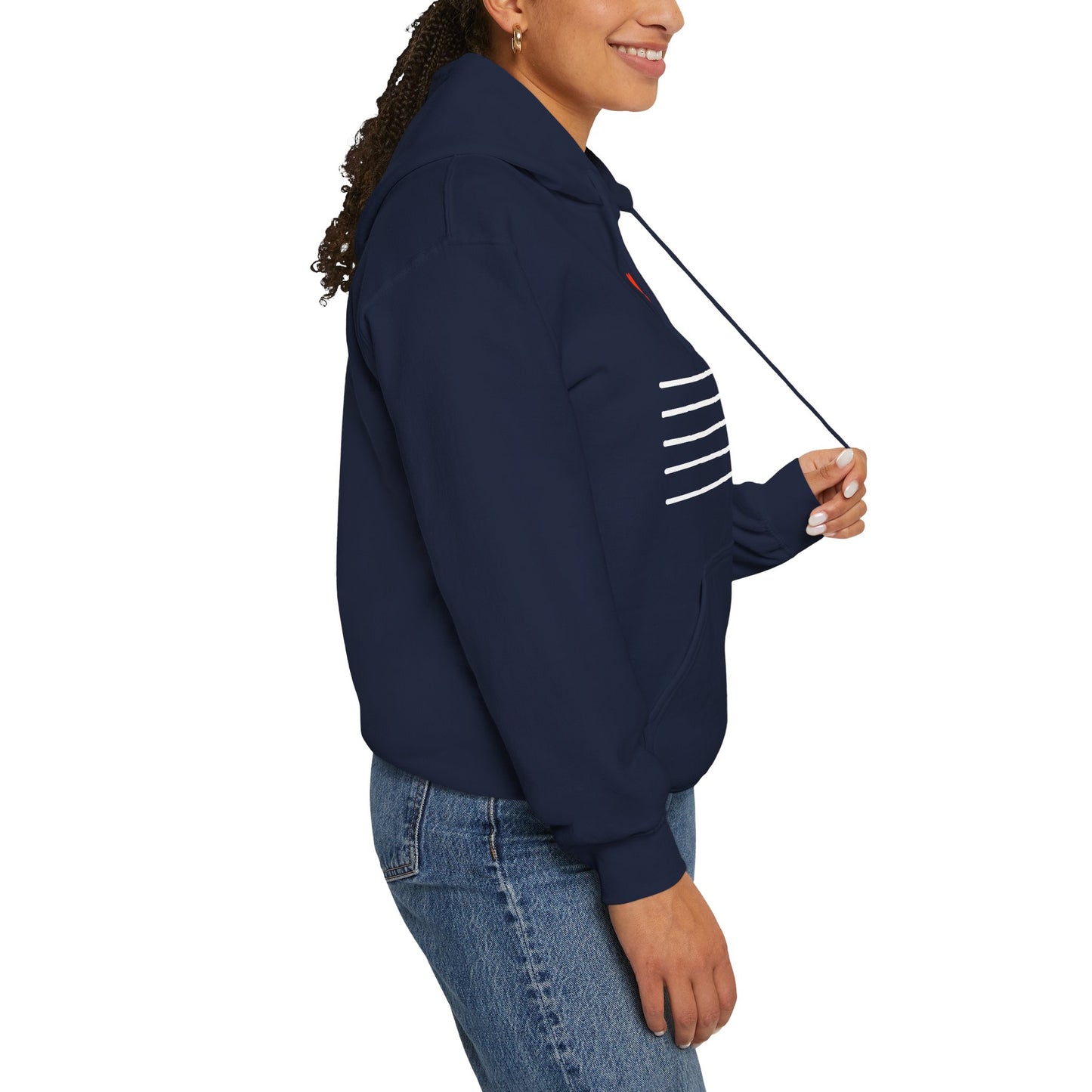 Paris Street Style Hoodie - Stripes & Double Heart Design