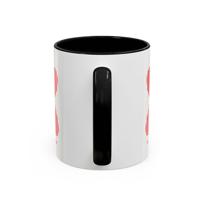 Coffee Mug Red Stripe Hearts Parisian Trendy Style Modern Contemporary Design