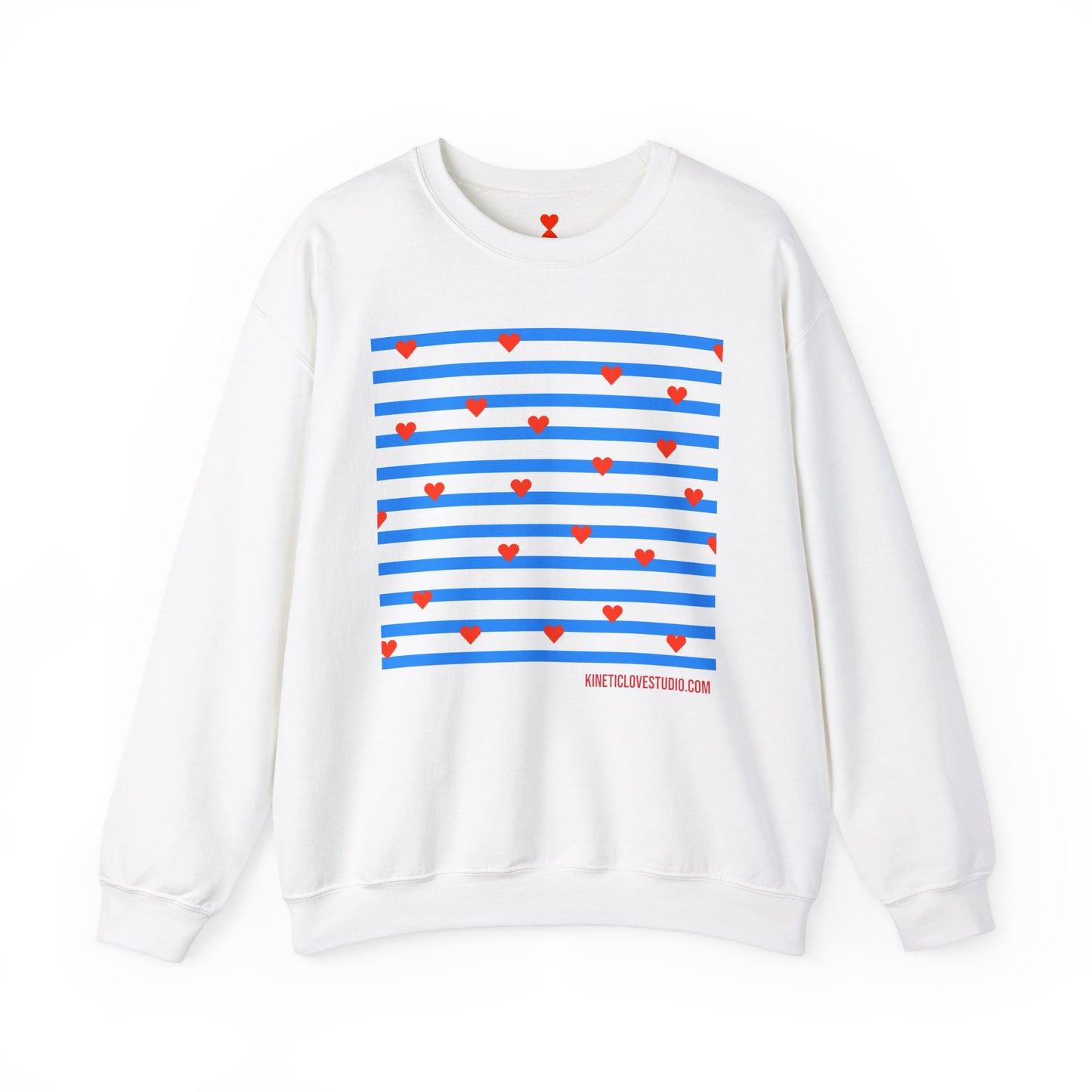 Blue Stripes Tiny Hearts Contemporary Design Unisex Sweatshirt - Signature Collection by Kinetic Love Studio