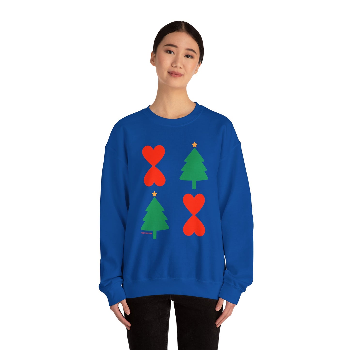 Christmas Trees & Heart Modern Sweatshirt Green Unisex