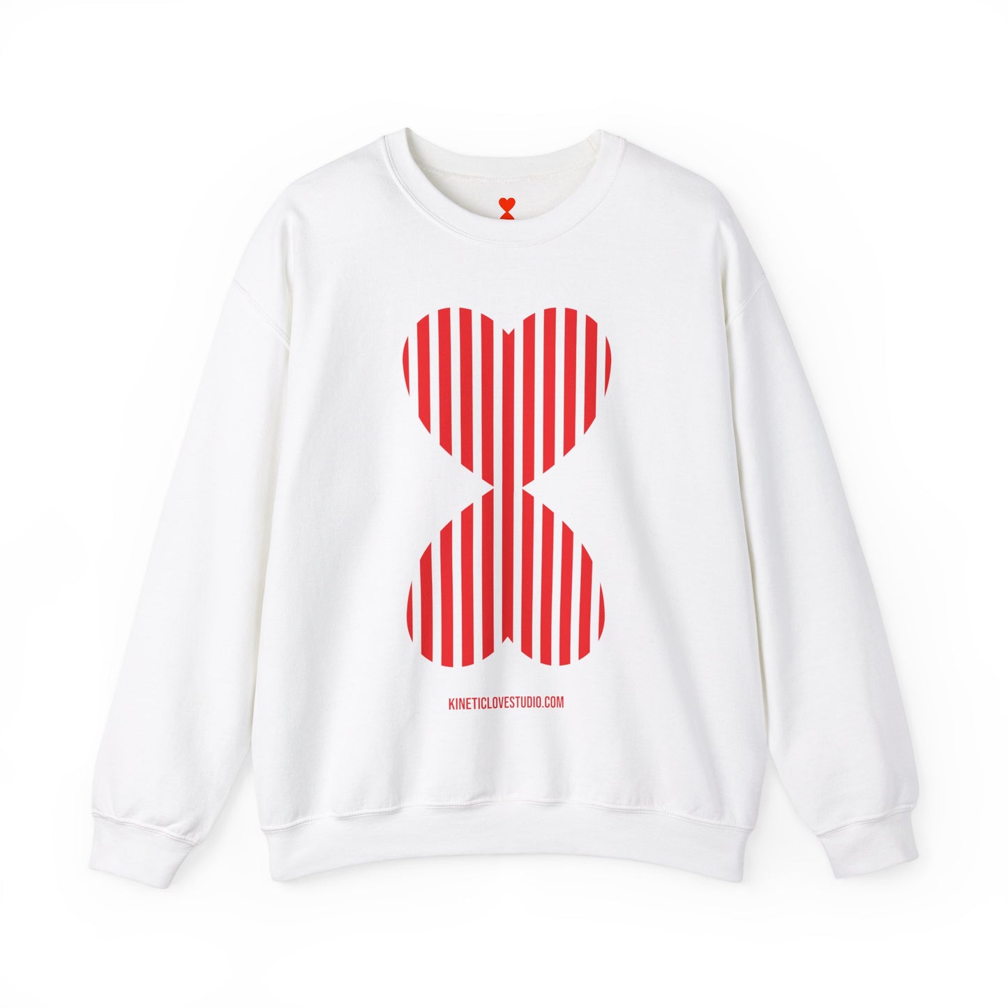 Red Striped Double Hearts Contemporary Design Unisex Sweatshirt - Signature Collection by Kinetic Love Studio