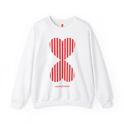 Red Striped Double Hearts Contemporary Design Unisex Sweatshirt - Signature Collection by Kinetic Love Studio