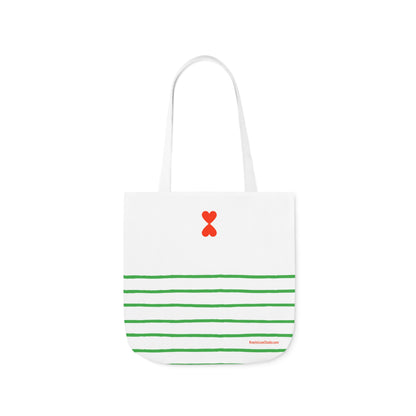 Canvas Tote Bag White Green Stripes - French Chic Stylish Trendy Design