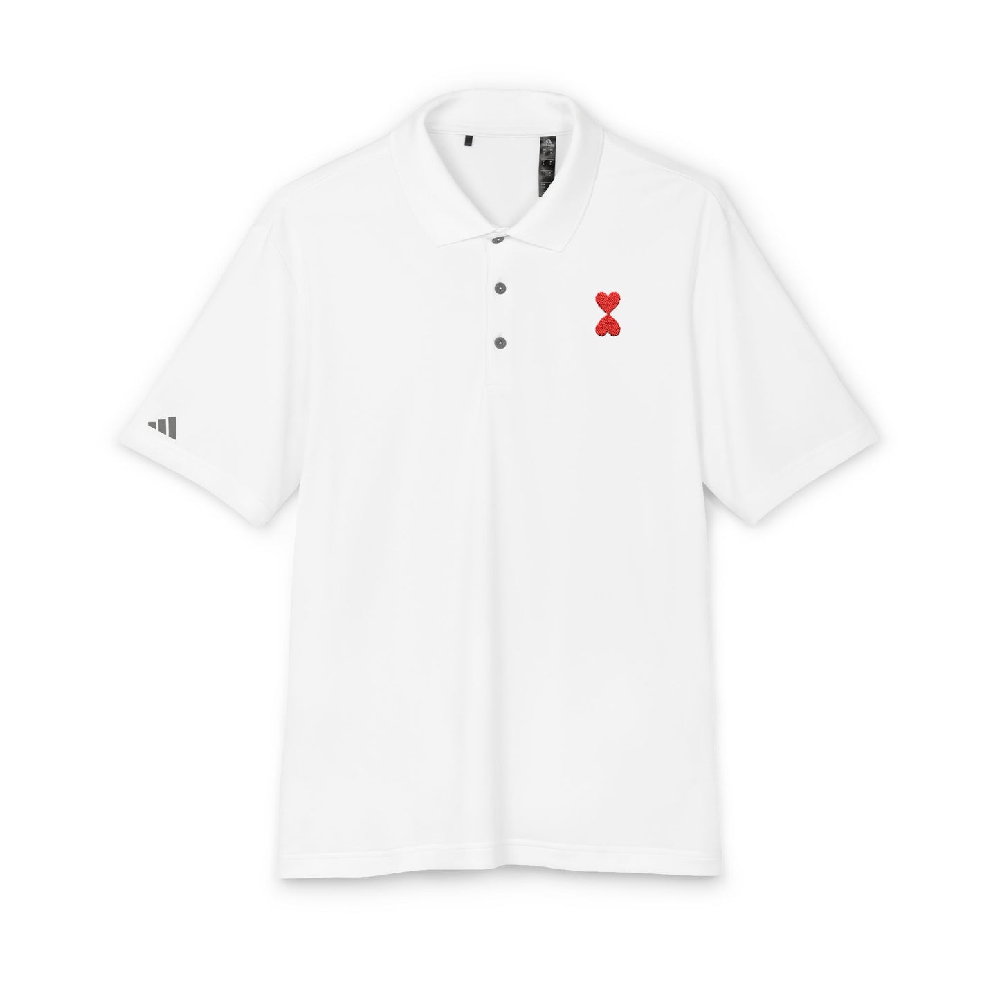 Adidas Unisex Performance Polo Golf Shirt White Red Heart