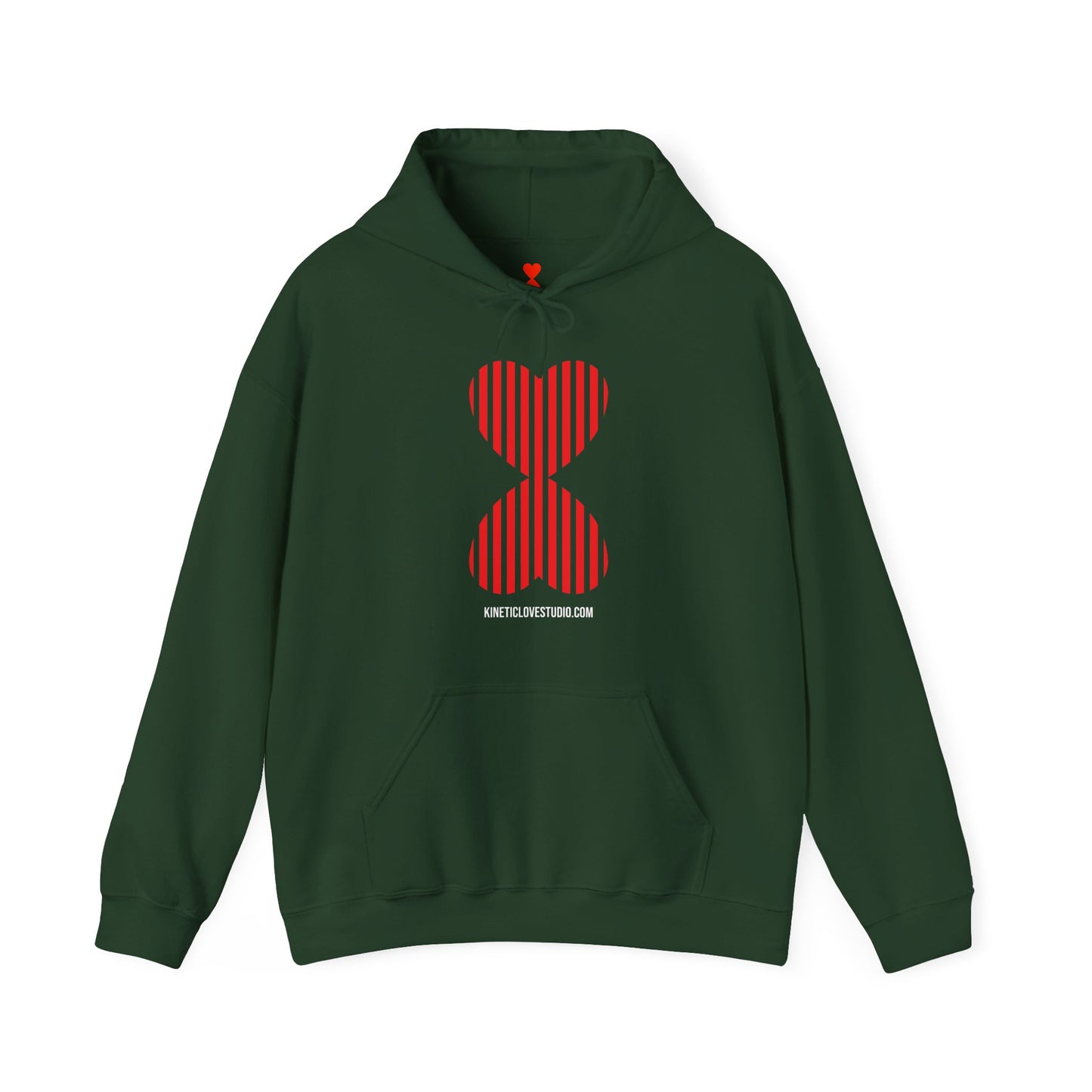 Striped Heart Hooded Sweatshirt Hoodie - Modern Red Heart Design