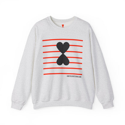 Red Stripes & Hearts Modern Design Unisex Sweatshirt - Signature Collection by Kinetic Love Studio