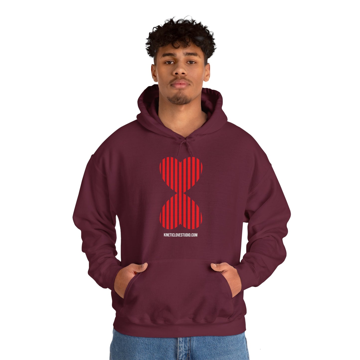 Paris Style Striped Heart Modern Design Khaki Hooded Sweatshirt Hoodie - Modern Red Heart Design