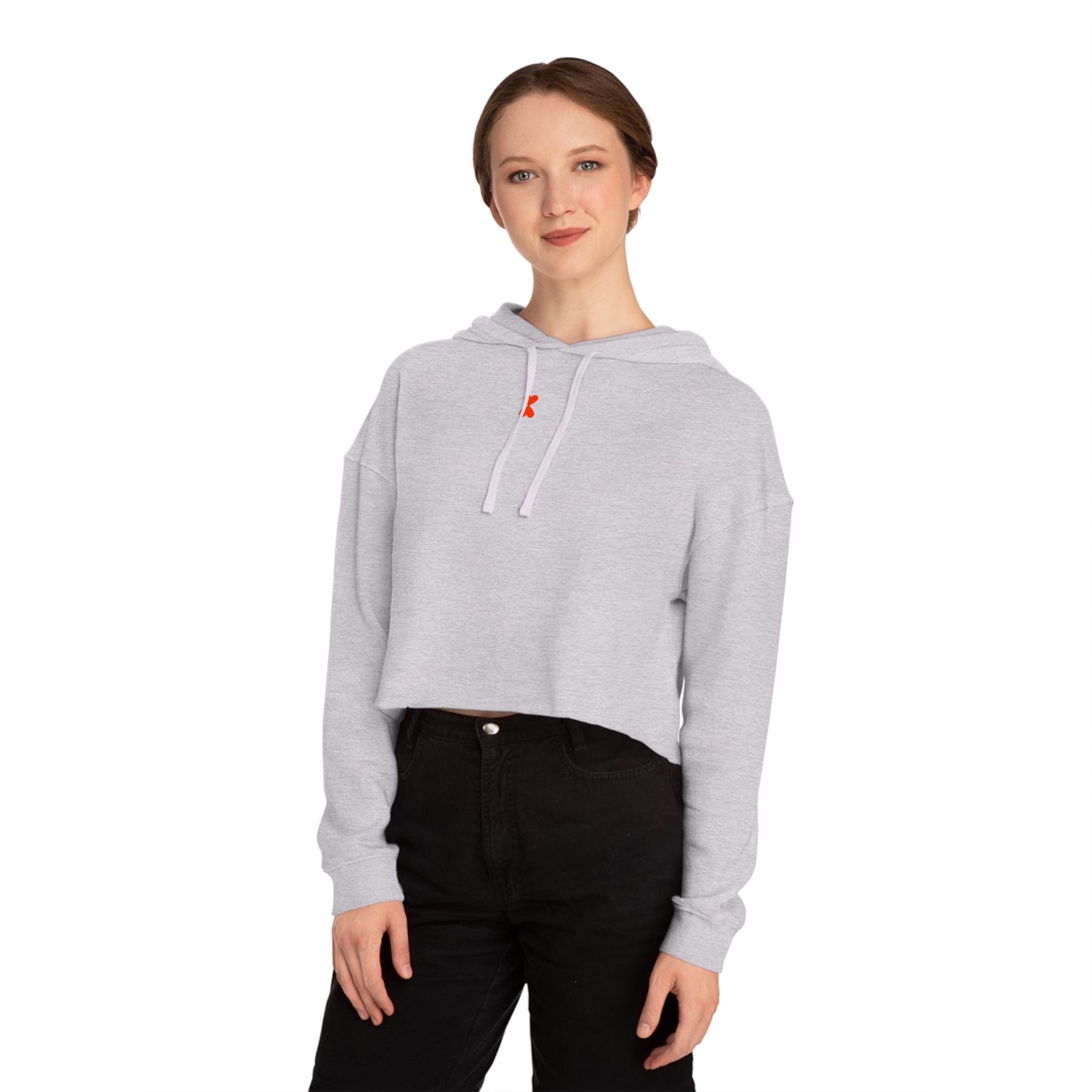 Cute Simple Double Hearts Women’s Cropped Hooded Sweatshirt | Basic Collection Kinetic Love Studio