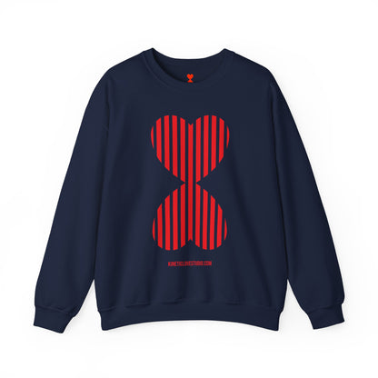 Red Striped Double Hearts Contemporary Design Unisex Sweatshirt - Signature Collection by Kinetic Love Studio