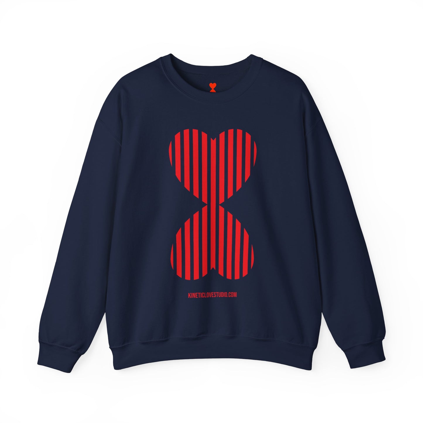 Paris Street Style Red Striped Double Hearts Modern Design White Unisex Sweatshirt - Signature Collection by Kinetic Love Studio