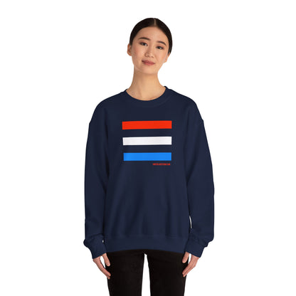 French Chic Tri-Color Stripes Stylish Unisex Sweatshirt - Blue Stripes Red Heart Contemporary Design