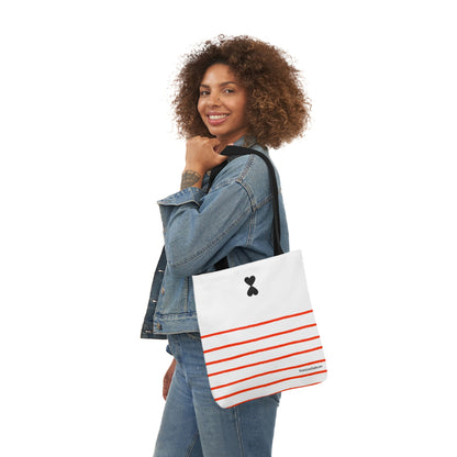 Canvas Tote Bag White Red Stripes - French Chic Stylish Trendy Design