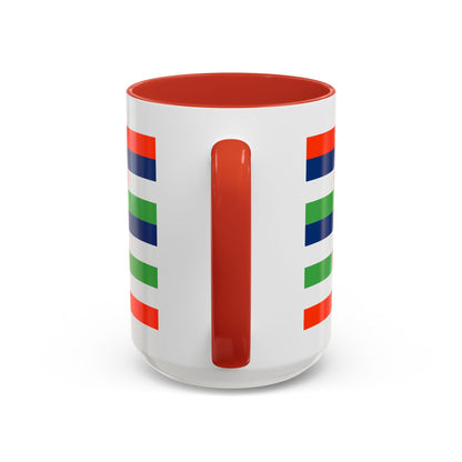 Coffee Mug Green Stripes Hearts Parisian Trendy Style Modern Contemporary Design