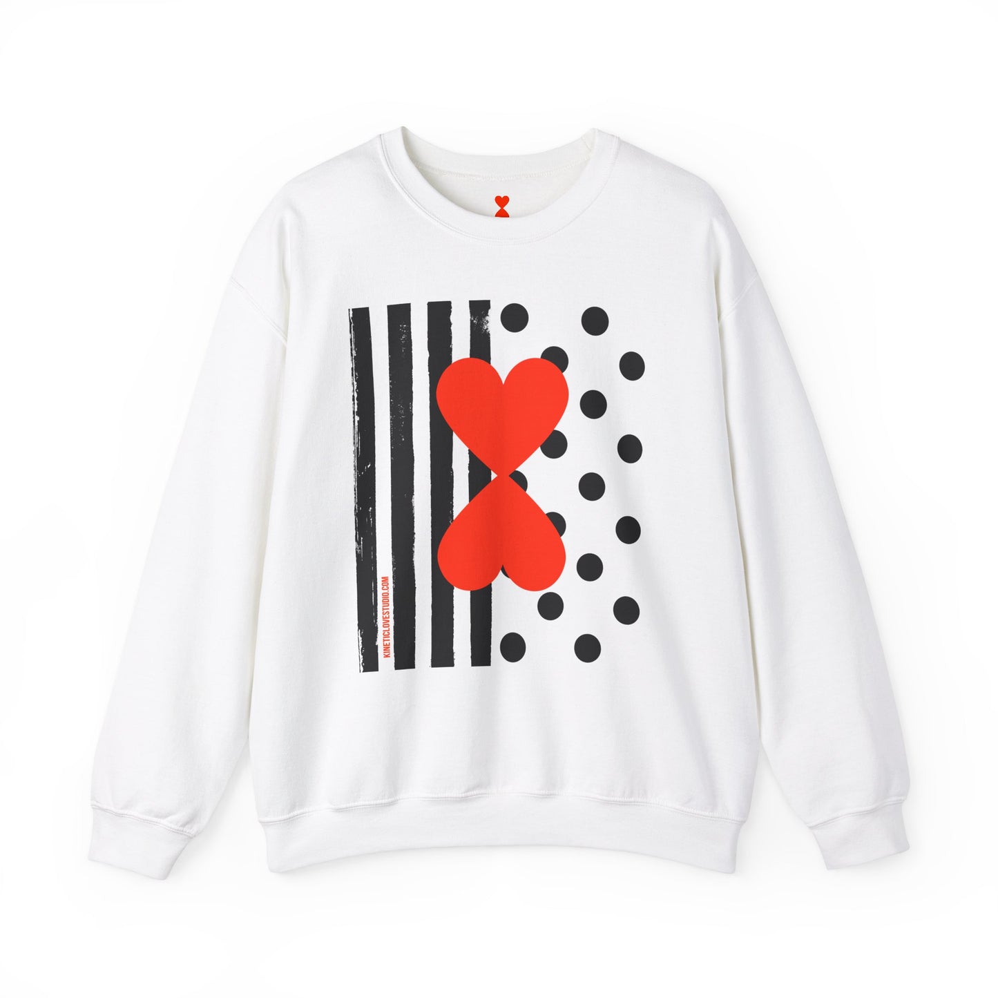 Dots & Stripes Red Heart Modern Design Gray Sweatshirt