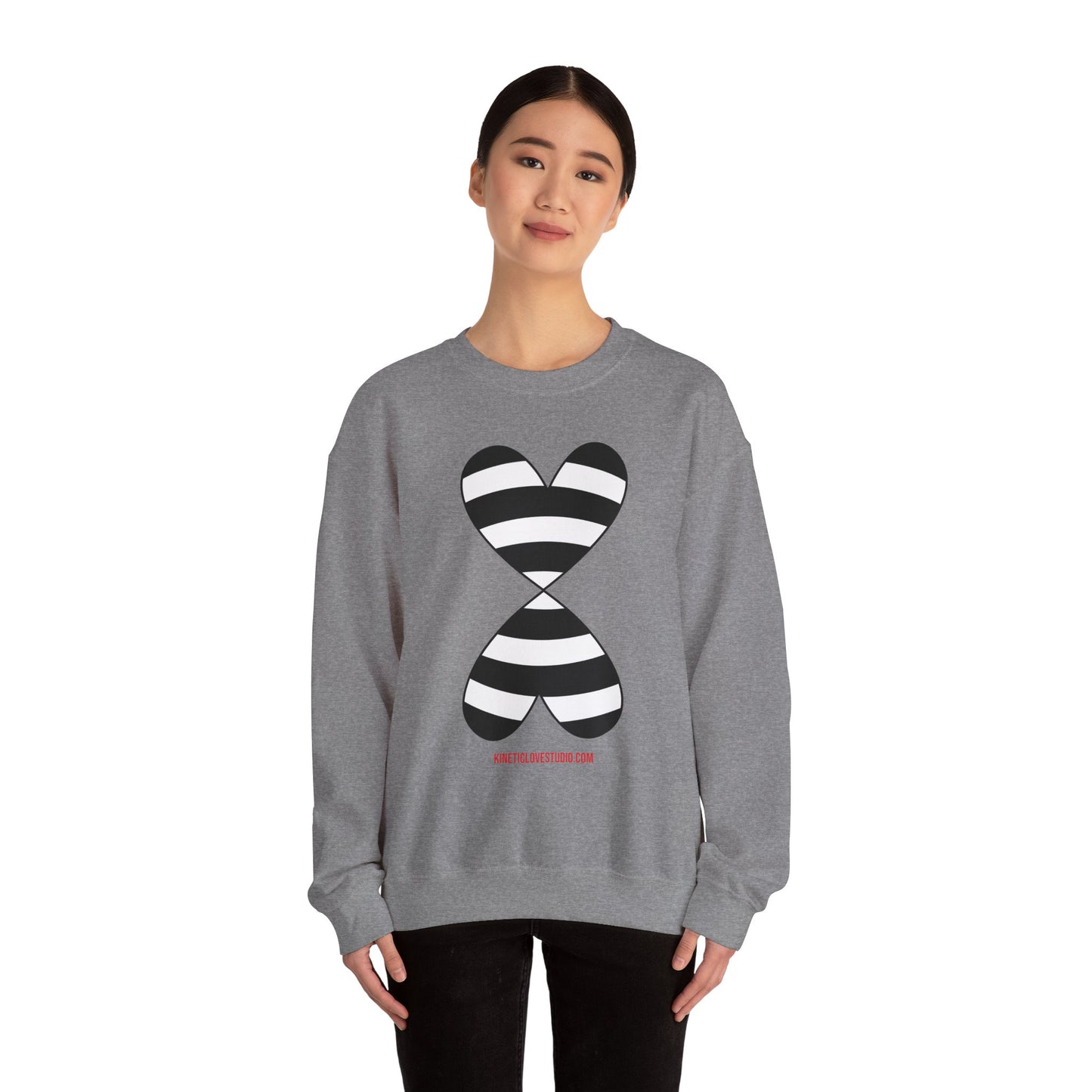 Black & White Striped Modern Double Hearts Red Sweatshirt F24