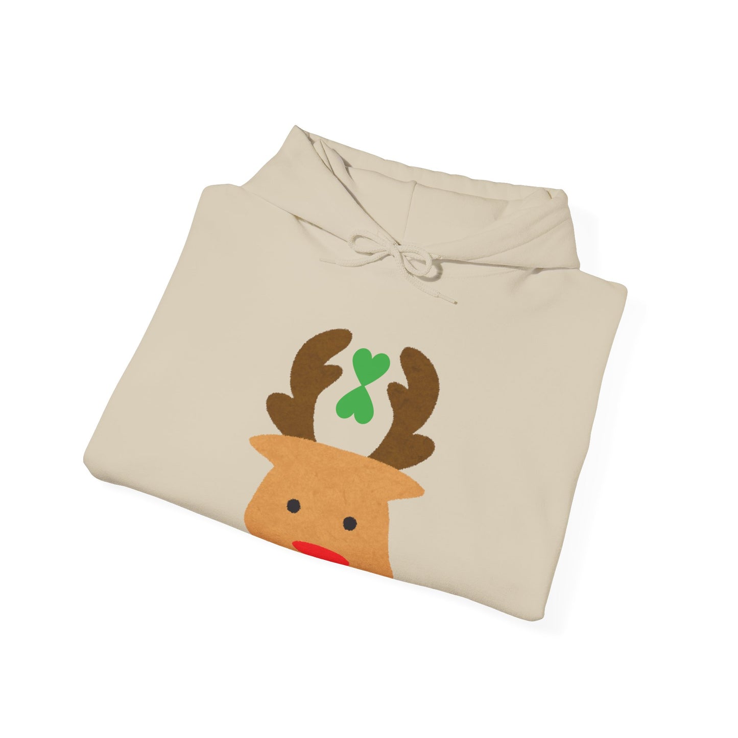 Christmas Reindeer Hoodie green heart