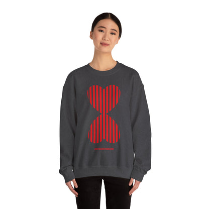 Red Striped Double Hearts Contemporary Design Unisex Sweatshirt - Signature Collection by Kinetic Love Studio