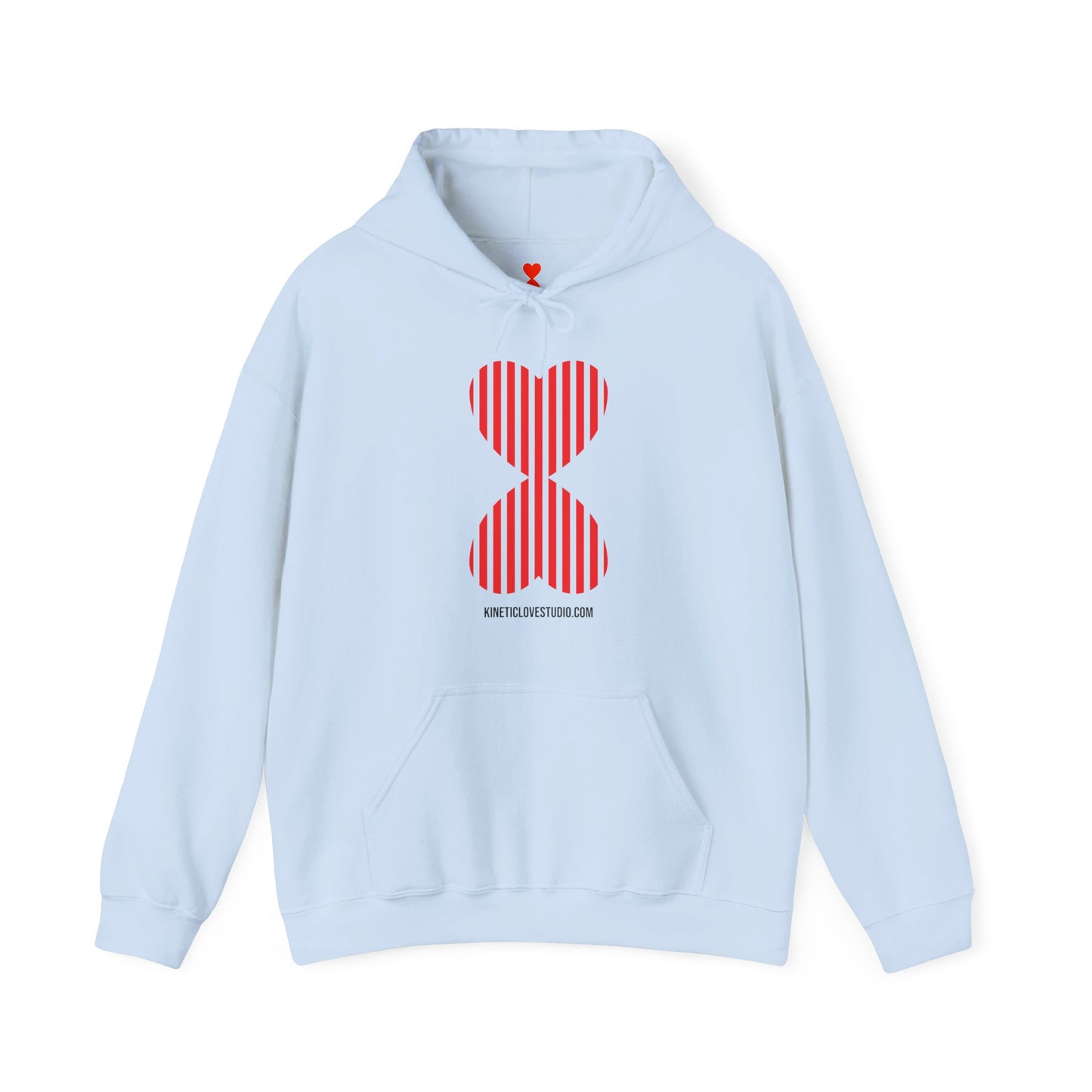 Striped Heart Hooded Sweatshirt Hoodie - Modern Red Heart Design