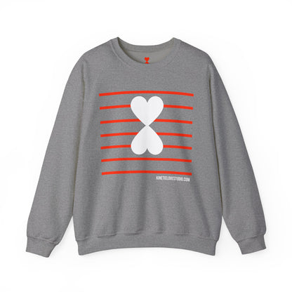 Red Stripes & Hearts Modern Design Unisex Sweatshirt - Signature Collection by Kinetic Love Studio