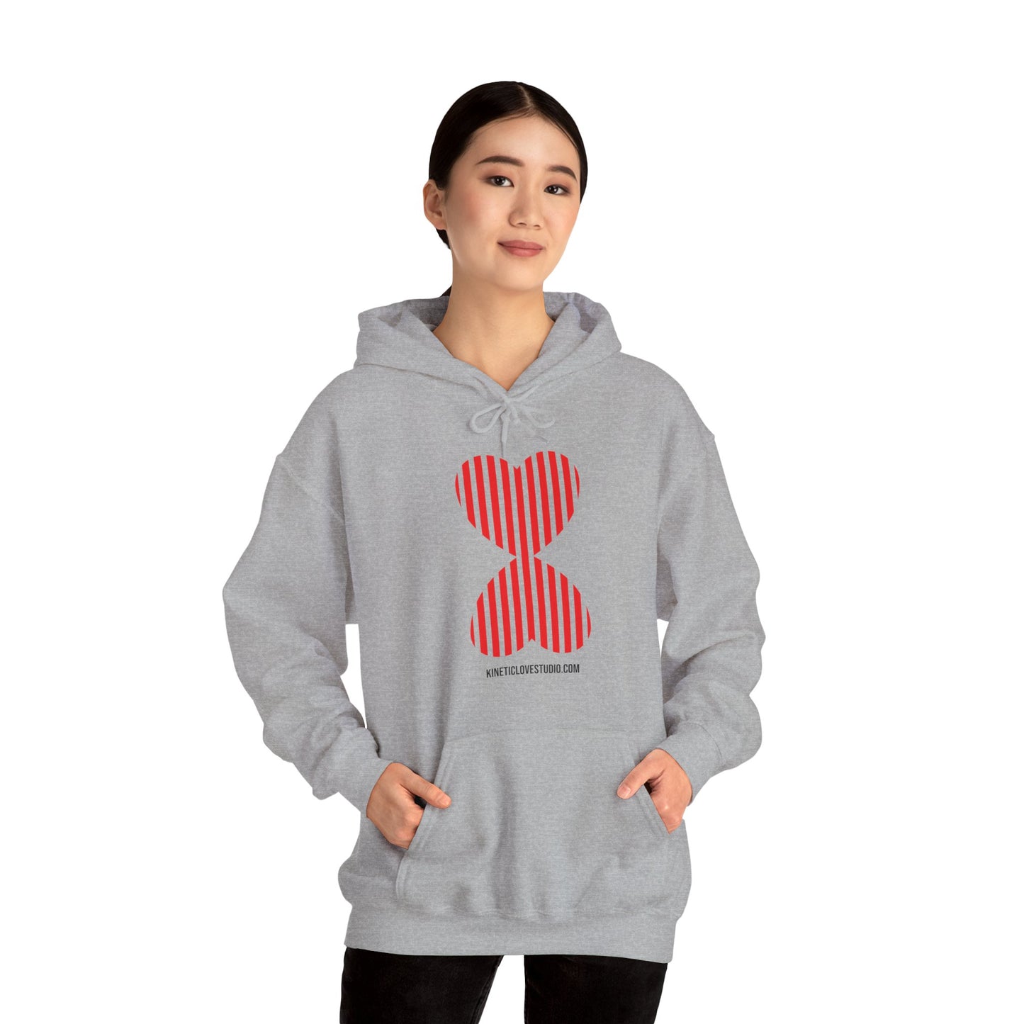 Paris Modern Design Striped Heart Navy Hooded Sweatshirt Hoodie - Modern Red Heart Design