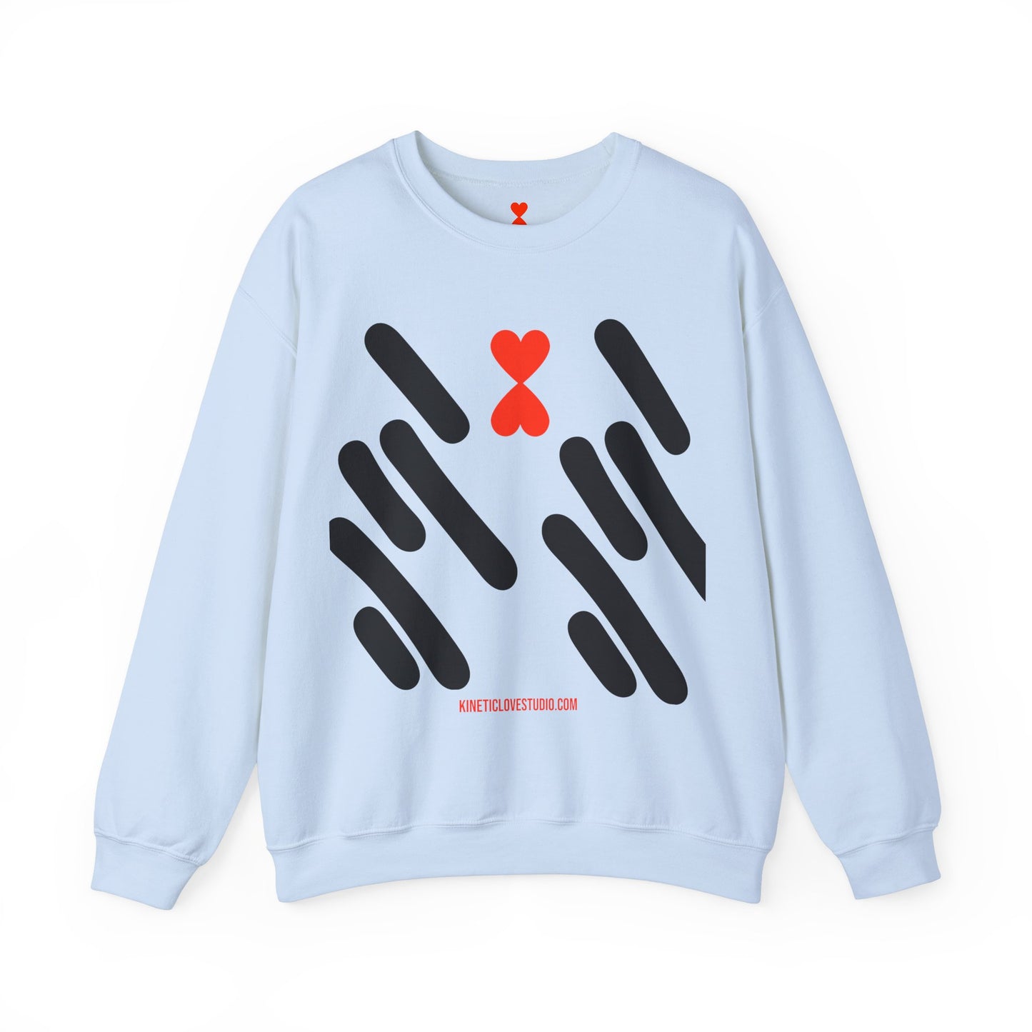 Abstract Stripes Red Heart Crewneck Sweatshirt