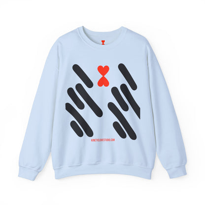 Abstract Stripes Red Heart Crewneck Sweatshirt