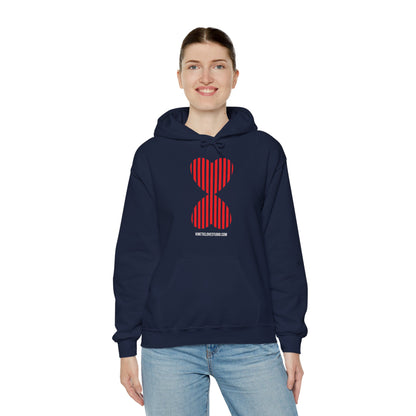 Paris Modern Design Striped Heart Navy Hooded Sweatshirt Hoodie - Modern Red Heart Design