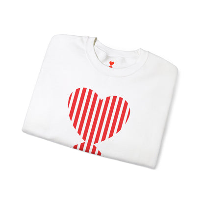 Red Striped Double Hearts Contemporary Design Unisex Sweatshirt - Signature Collection by Kinetic Love Studio