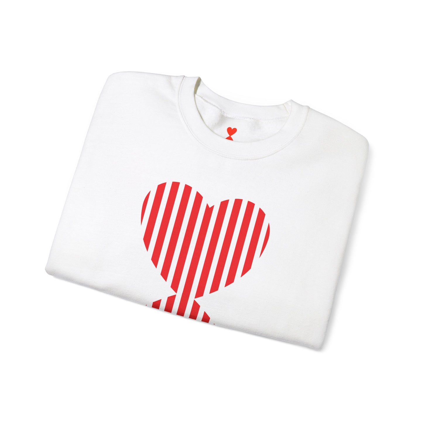 Paris Chic Red Striped Double Hearts Modern Design Khaki Green Unisex Sweatshirt - Signature Collection by Kinetic Love Studio